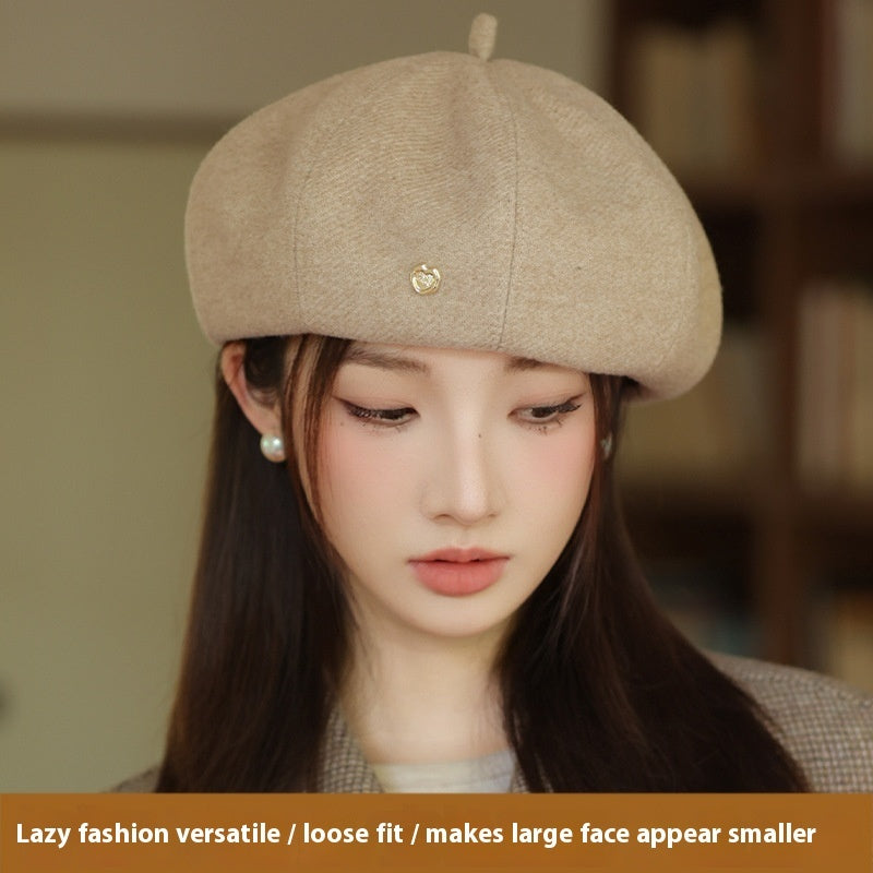 Korean Style Autumn Winter Japanese Simple Face-showing Little Wild Fashion Painter Cap