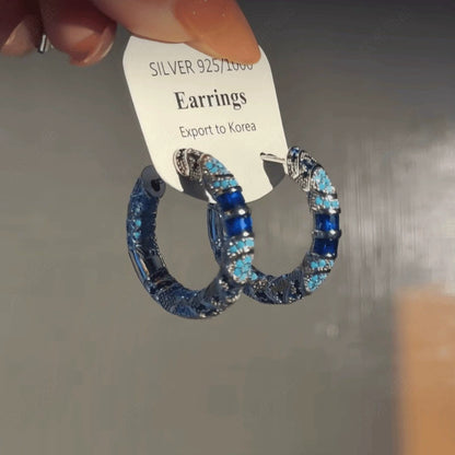 Fashion Retro Ethnic Style Blue Enamel Ear Ring