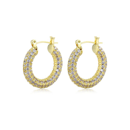 Personality Circle Rhinestone Earrings Micro Inlaid Zircon Ear Ring