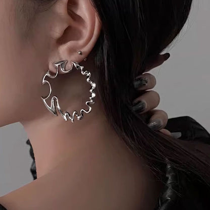 Elegant High Sense Irregular Metal Exaggerated Big Ear Ring