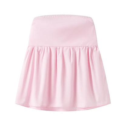 Summer Pure Color Tube-top Cropped Small Top