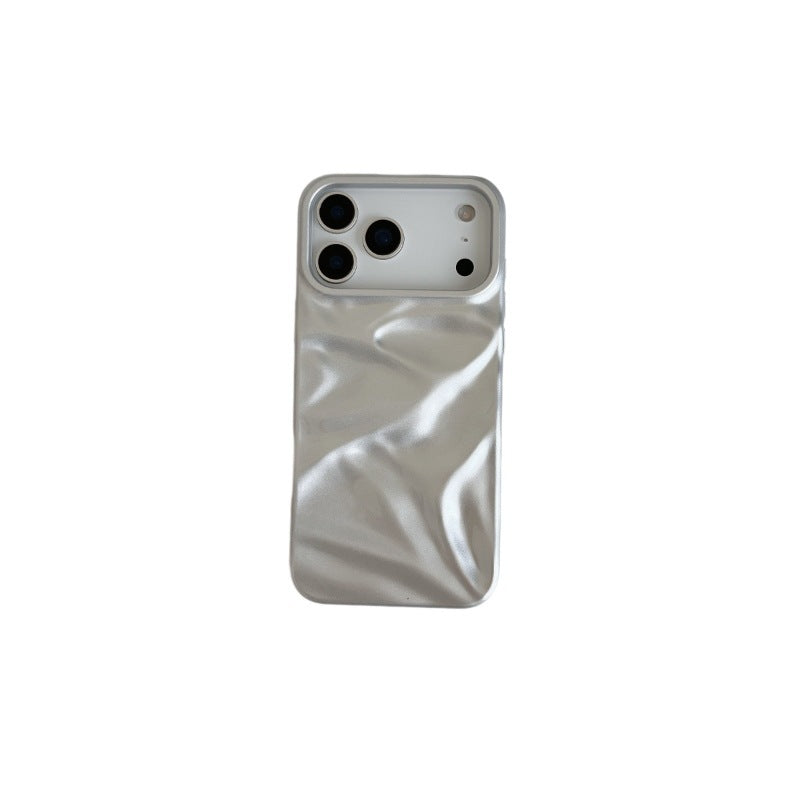 High-grade Cream White Pleated Pattern Phone Case