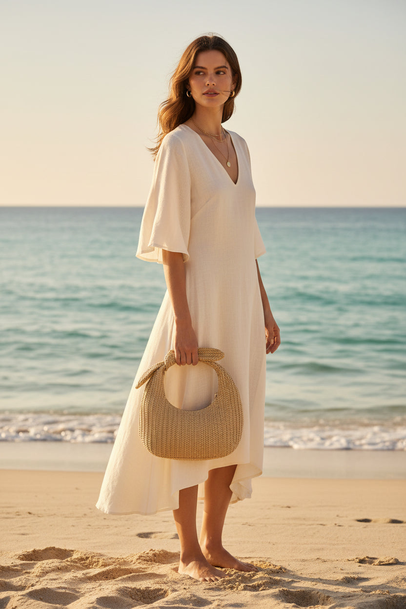 Style Bow Straw Handbag Clutch