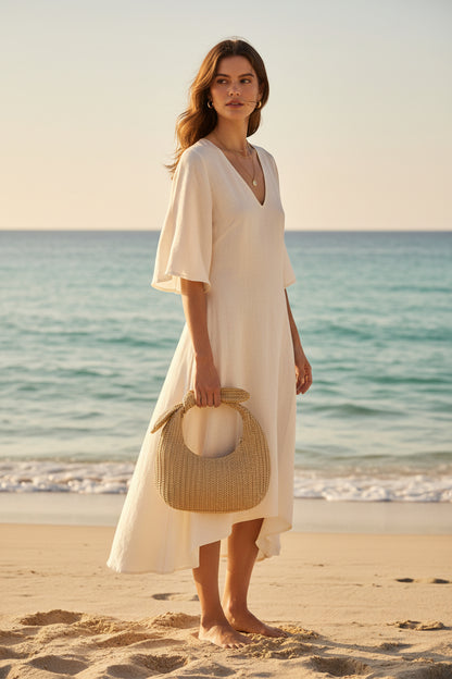 Style Bow Straw Handbag Clutch