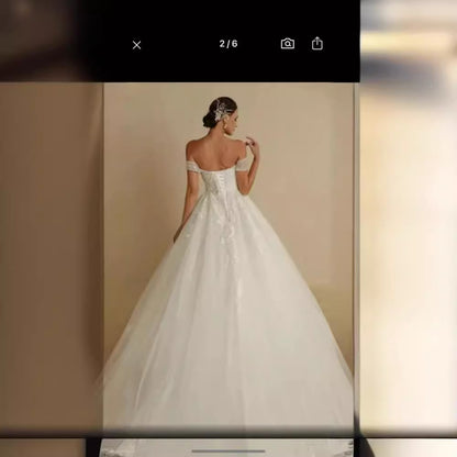 Off-shoulder Bridal Main Wedding Dress Elegant Court Style High-grade Luxury French Light Door Yarn