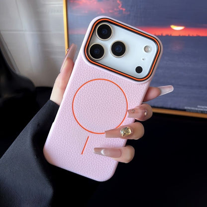 Applicable To 17Promax Phone Case Magnetic Ring Litchi Pattern 1615