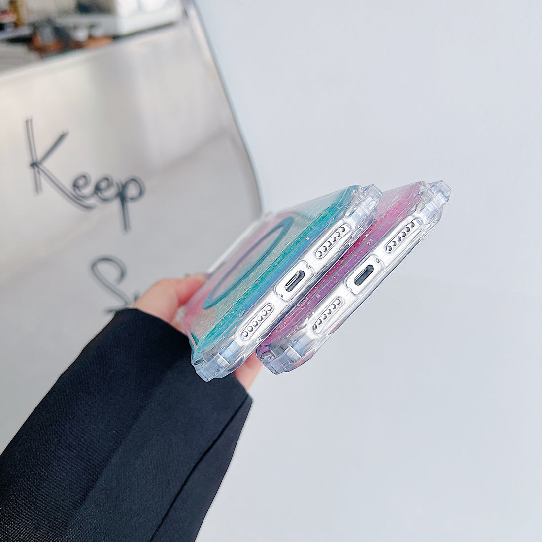 Applicable To IPhone16pro Glitter Magnetic Drop-resistant Phone Case