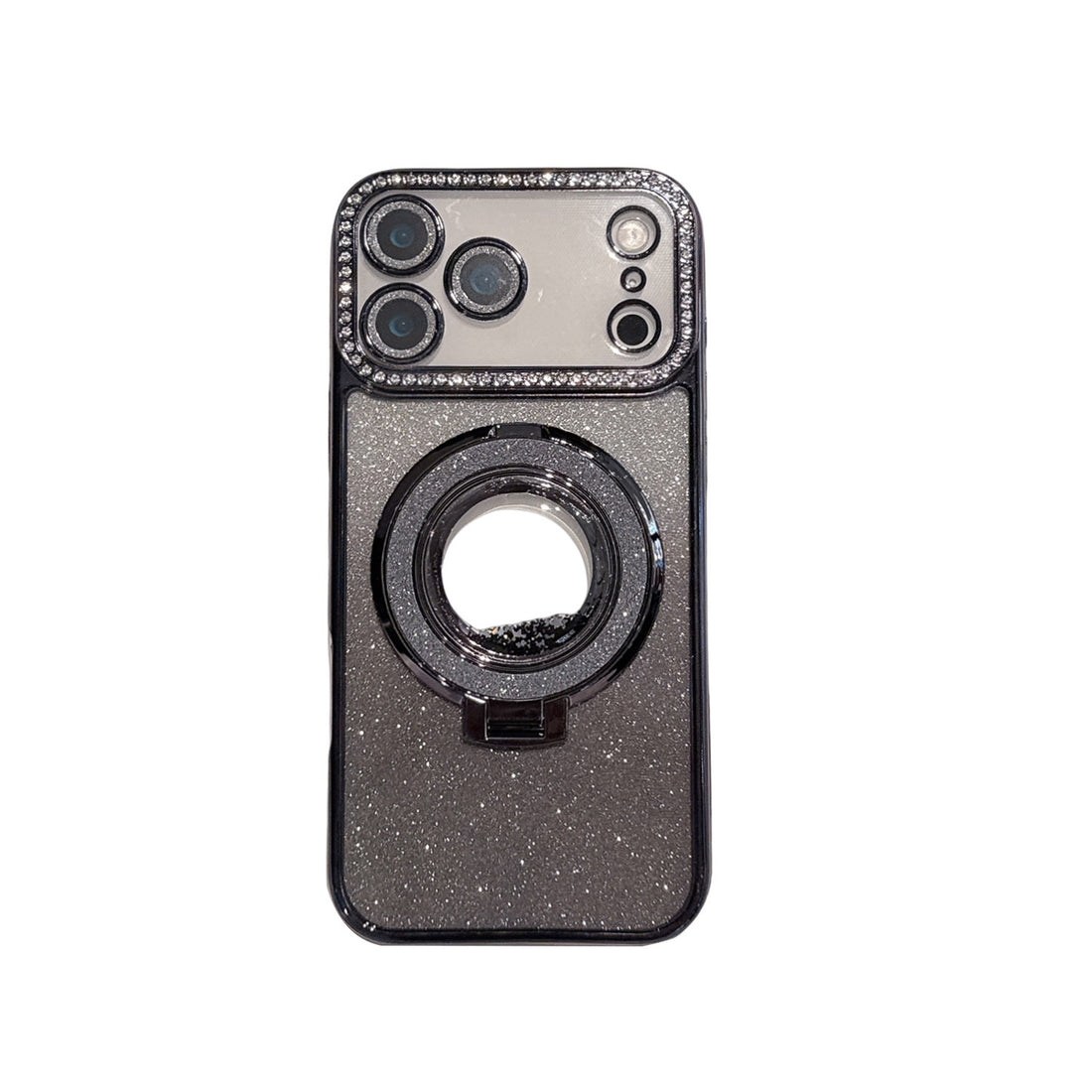 Phone Case Edge Diamond Magnetic Quicksand Bracket Drop-resistant Protective Cover