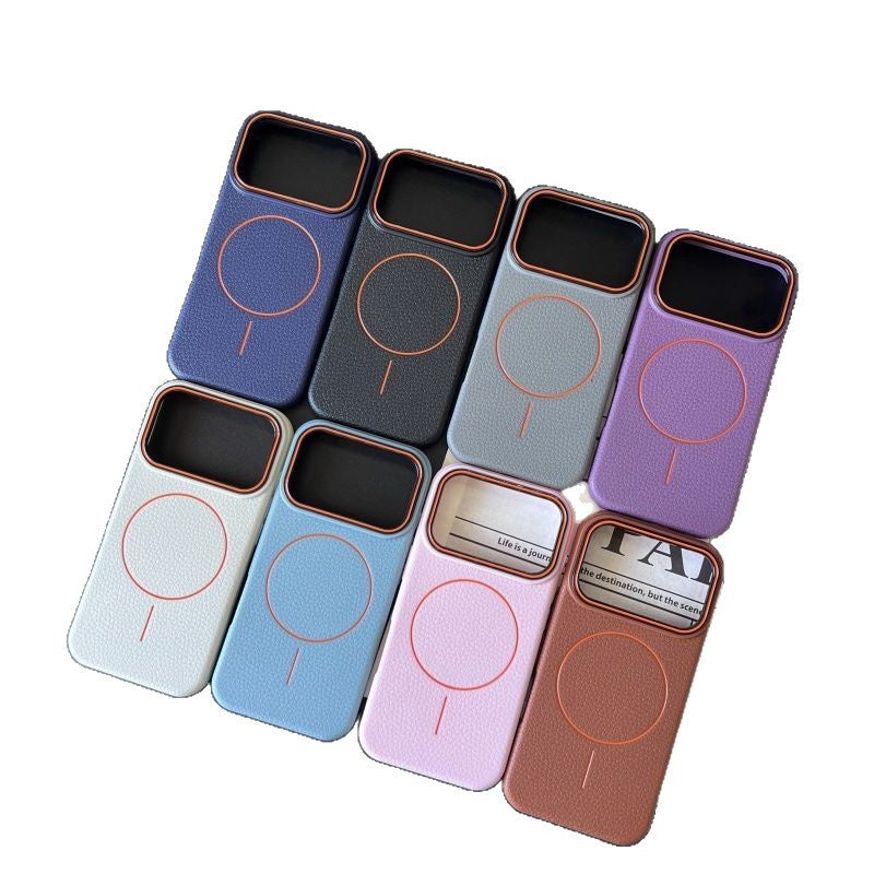 Applicable To 17Promax Phone Case Magnetic Ring Litchi Pattern 1615