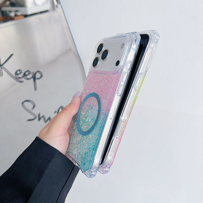 Applicable To IPhone16pro Glitter Magnetic Drop-resistant Phone Case