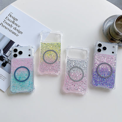 Applicable To IPhone16pro Glitter Magnetic Drop-resistant Phone Case