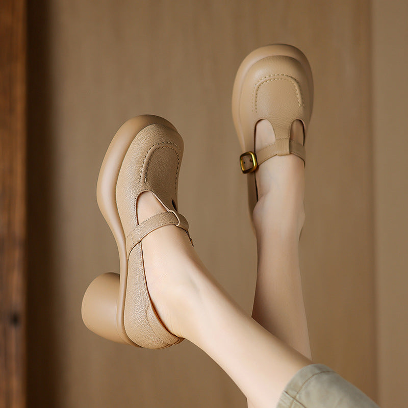 British Style Platform Leather Shoes Women&
