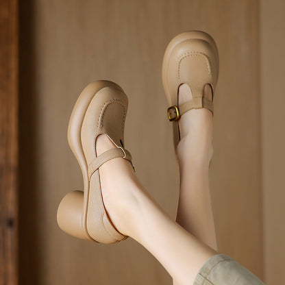 British Style Platform Leather Shoes Women&