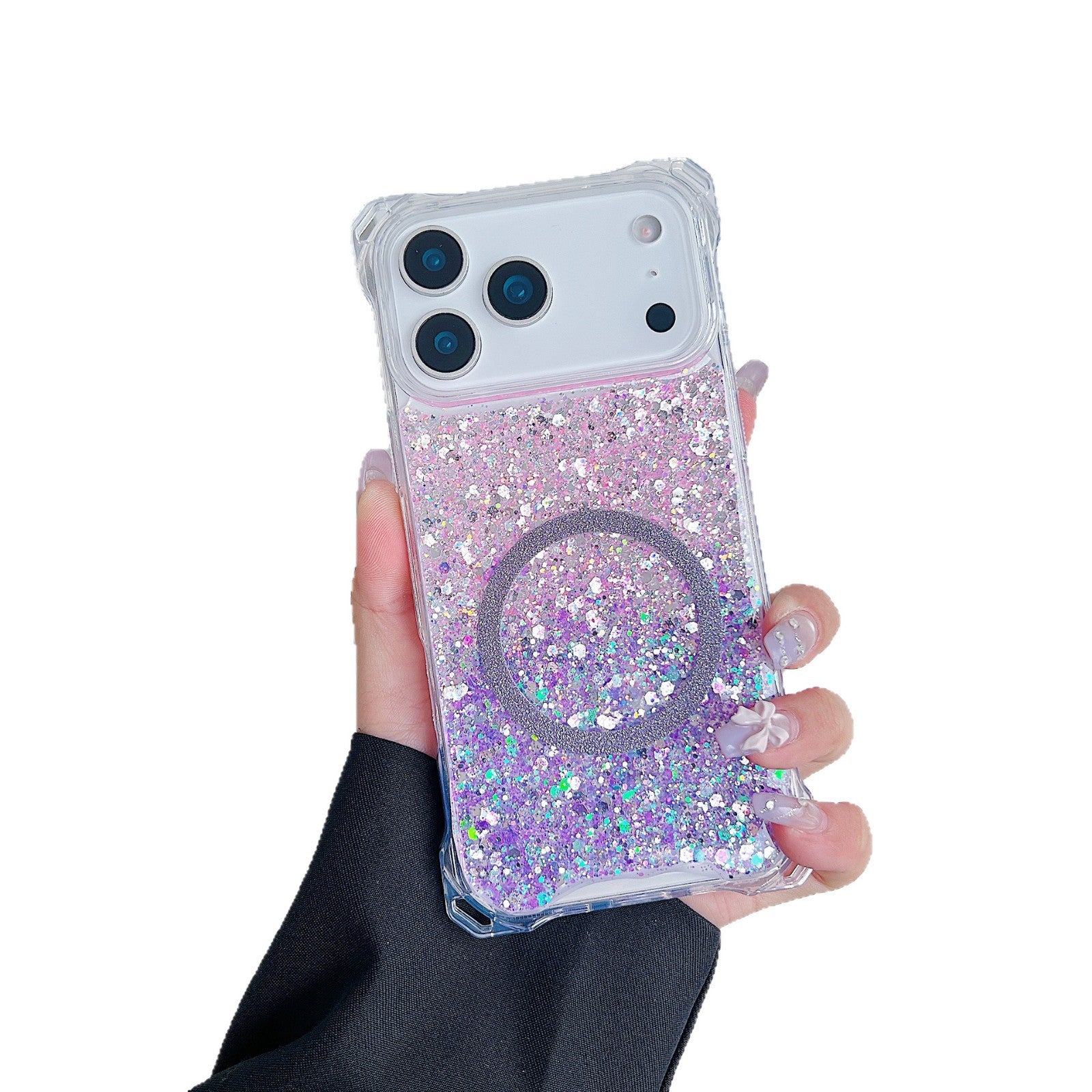 Applicable To IPhone16pro Glitter Magnetic Drop-resistant Phone Case