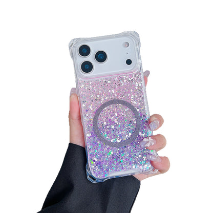 Applicable To IPhone16pro Glitter Magnetic Drop-resistant Phone Case