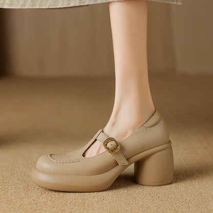 British Style Platform Leather Shoes Women&