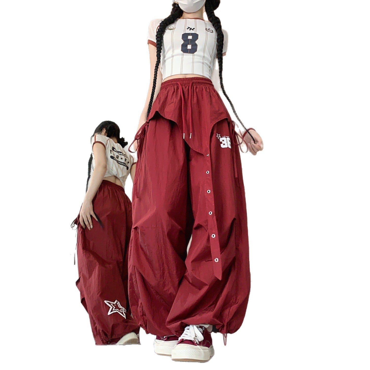 American-style Hip-hop Quick-dry Wide-leg Pants Women&
