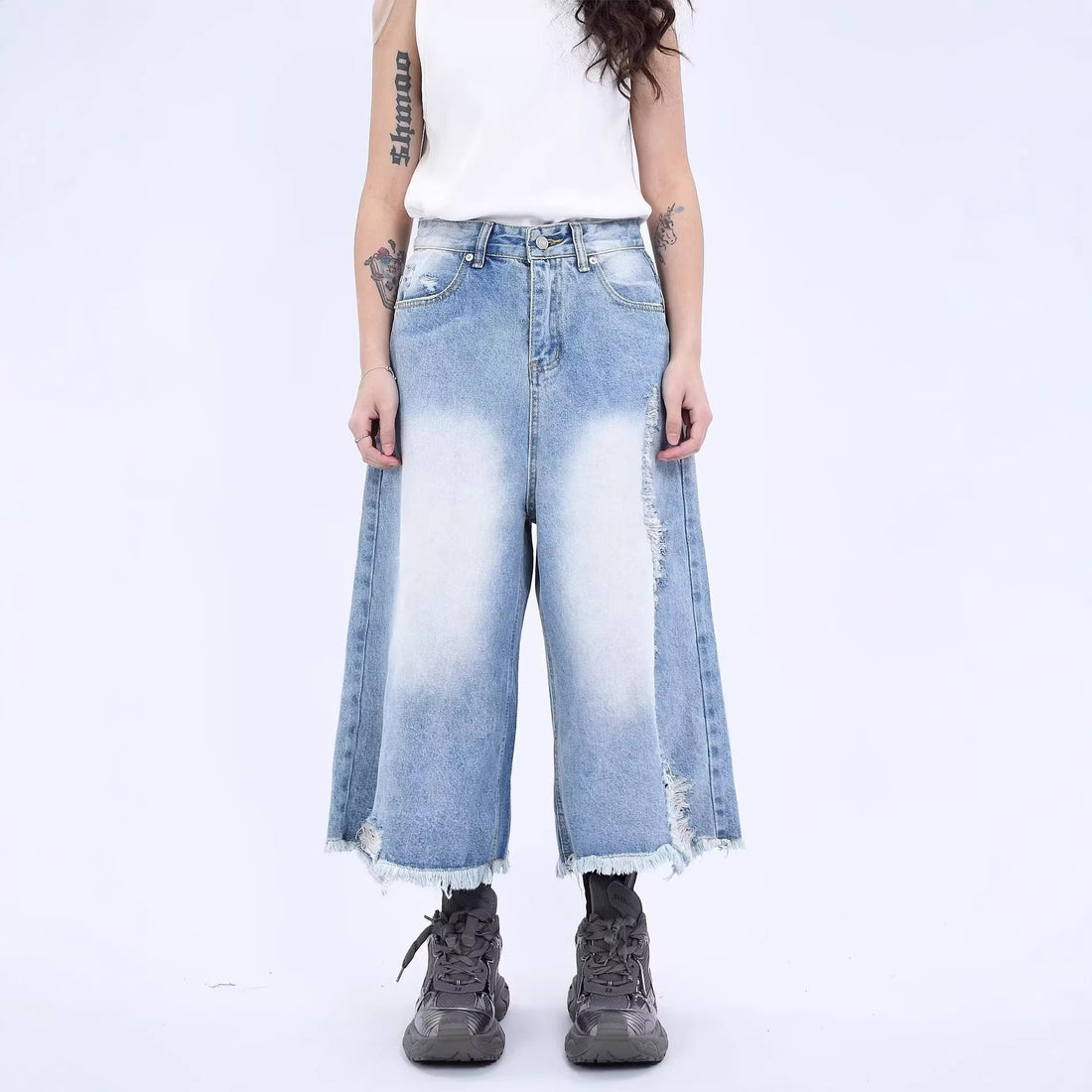 Hong Kong-style Loose-fitting Versatile Cropped Jeans