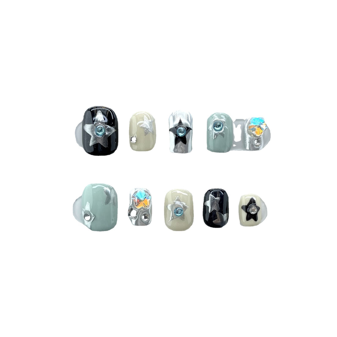Nail Blue Contrast Color Finished Nail Beauty Nail Patch