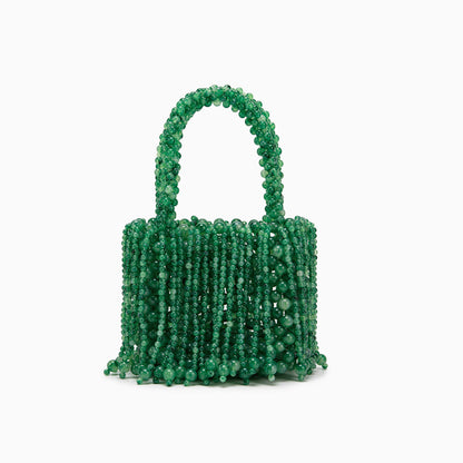 Handmade Dual-color Amber Acrylic Cat-eye Bead Pure braided Bag