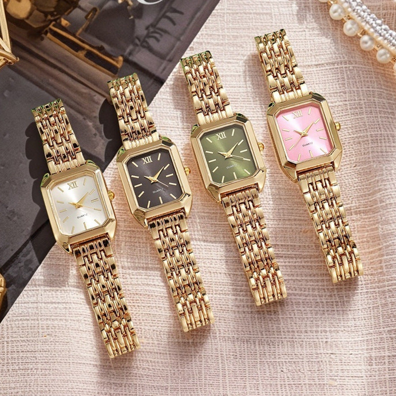 The Lady Is Just Wearing A Square Quartz Watch