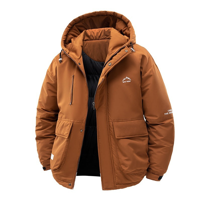 New Minimalist Solid Color Tie Drawstring Loose And Warm Cotton-padded Coat