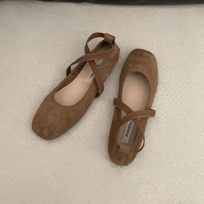 Womens Solid Color Versatile Low-cut Flat Shoes