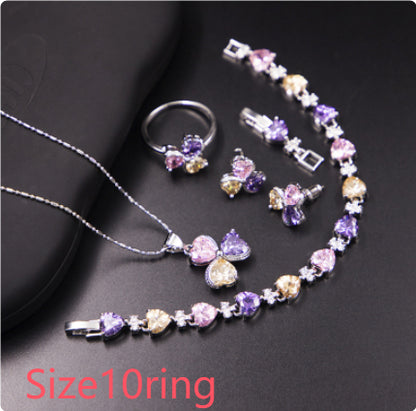 Clover Zircon Diamond Jewellery Set Women