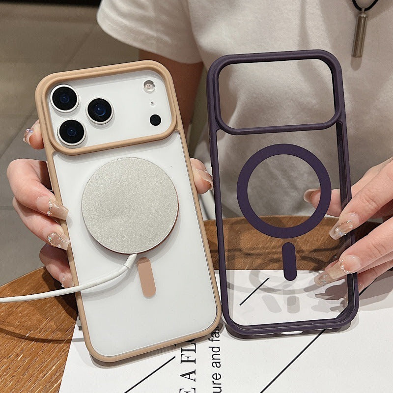 Magnetic Acrylic Transparent Large Hole Silicone Drop-resistant Phone Case