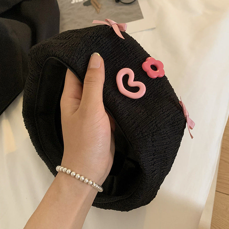 Beret Big Head Circumference Female Black Internet Celebrity All-matching