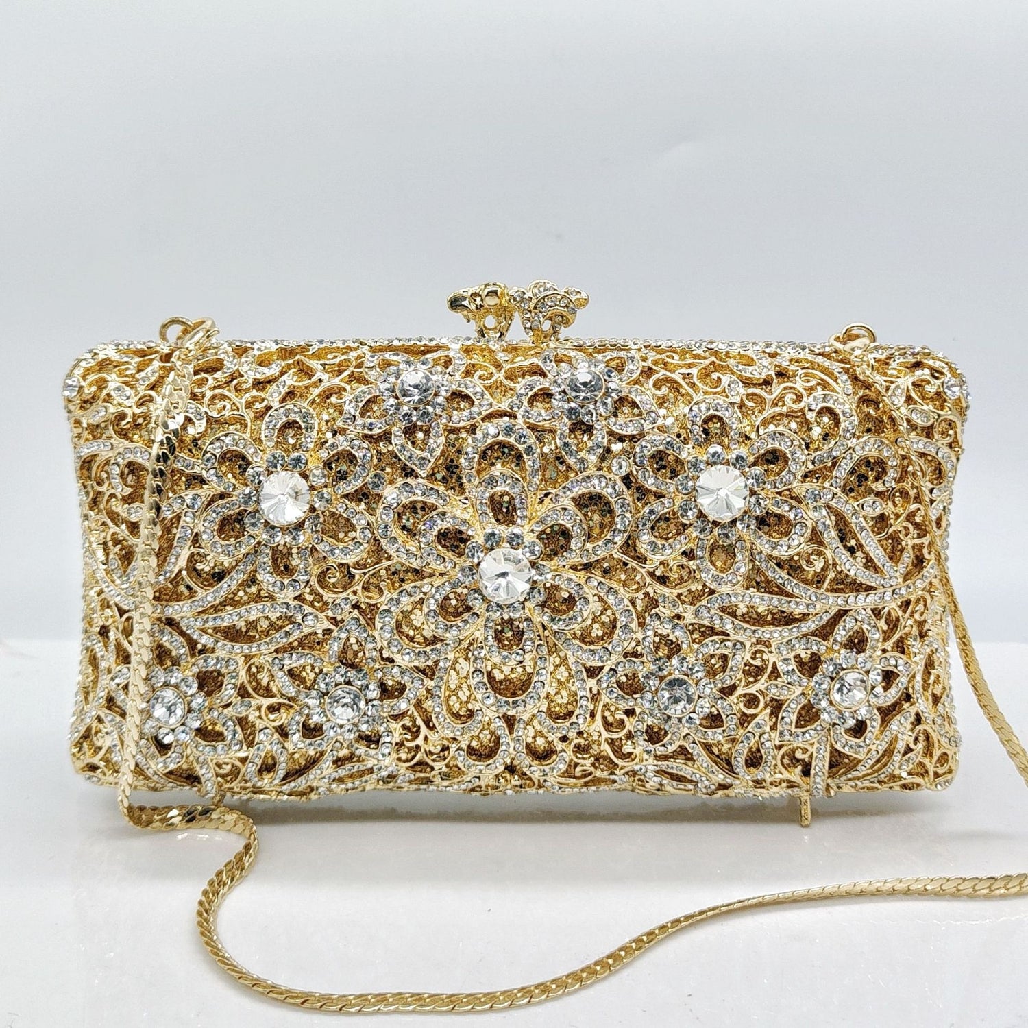 Full-Strass Evening Clutch With Diamond-Inlaid Design For Banquets