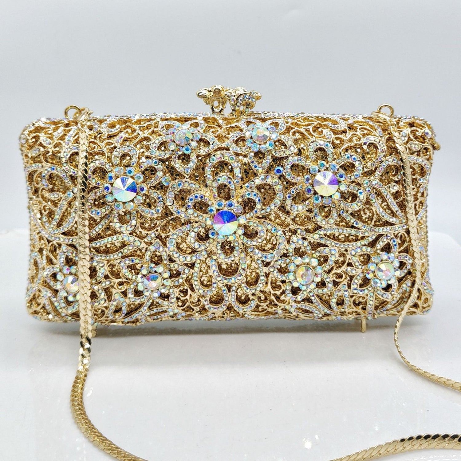 Full-Strass Evening Clutch With Diamond-Inlaid Design For Banquets