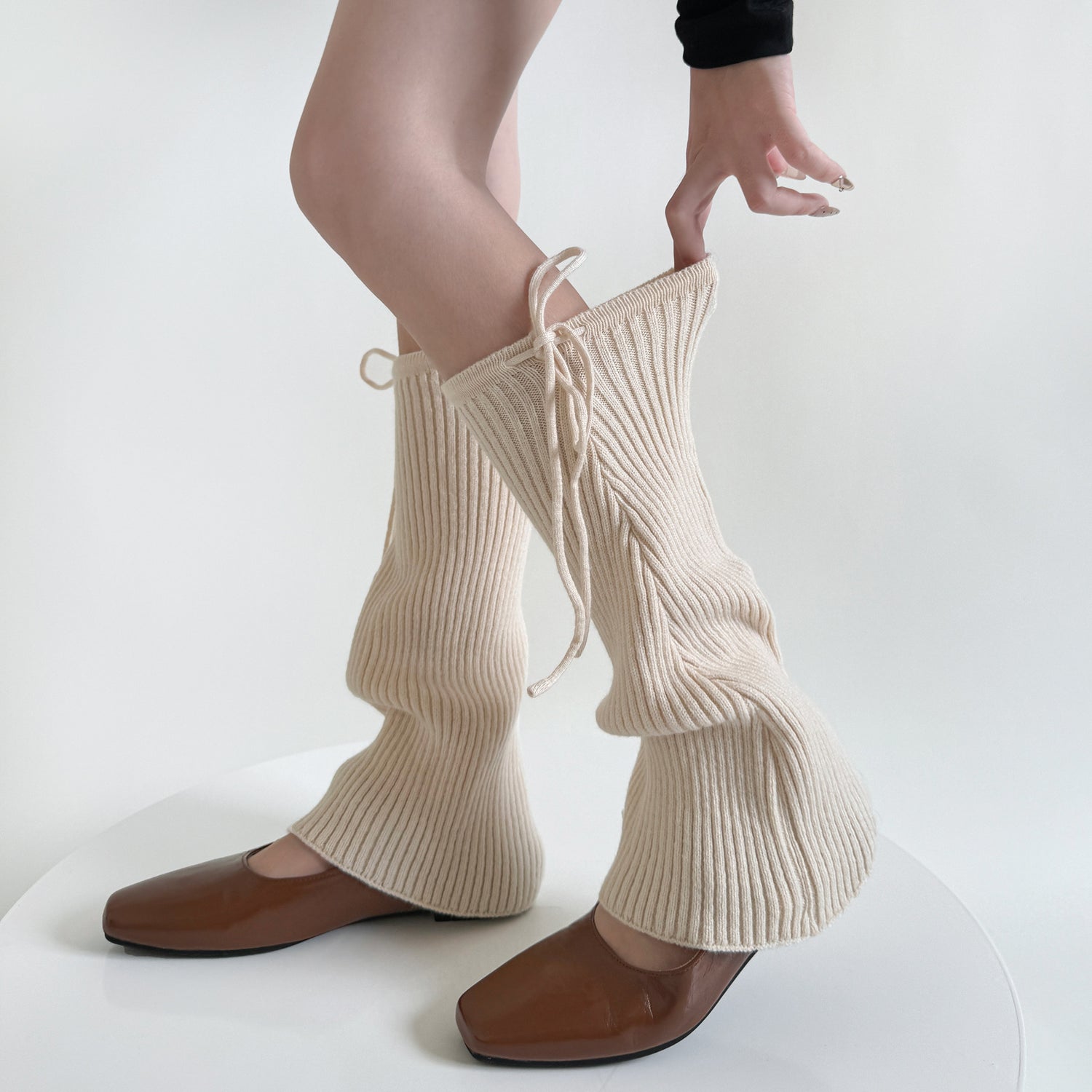 Pure Color Micro-la Pile Style Leg Warmer Milk White Calf Socks Spring And Autumn