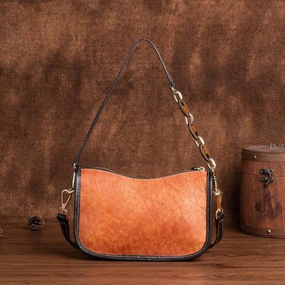 First-Layer Cowhide Fashionable Simple Shoulder Bag