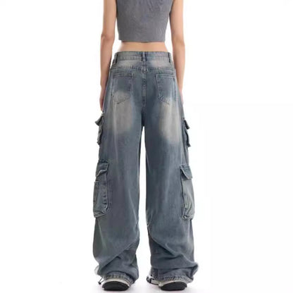 Womens Workwear Distressed Design Floor-Length Trousers