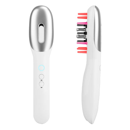 1Pc Electric Scalp Massage Comb Microcurrent Hair Brush Handheld Head Scratcher Massager Hair Oil Applicator With Vibration Micro-Current Mode Red &amp; Blue Light Therapy Oil Applicator