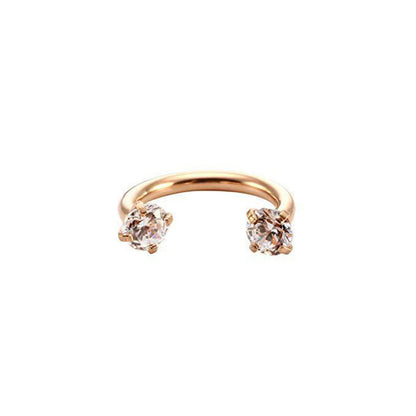 Stainless Steel Hoop Earrings With Diamond-encrusted Zircon Studs For Cartilage Piercings