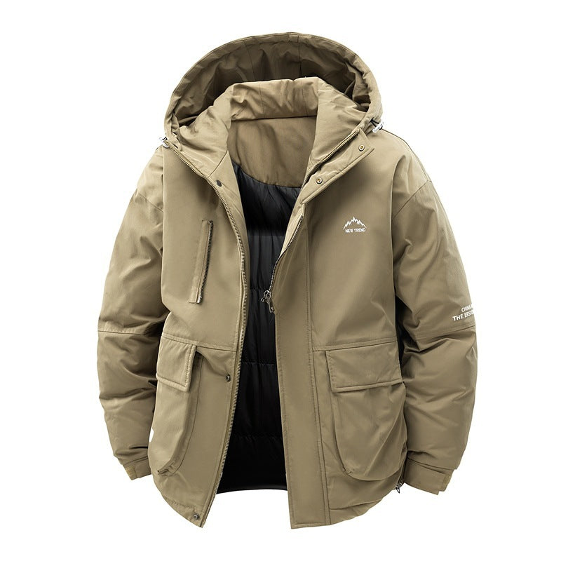 New Minimalist Solid Color Tie Drawstring Loose And Warm Cotton-padded Coat