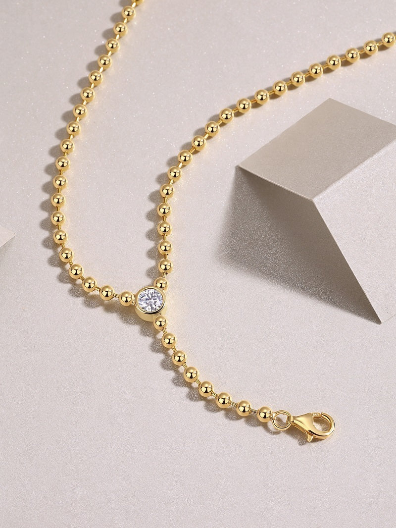Time Interlaced - A Trendy Diamond Jewelry Necklace Pendant Set With 0.5-carat Moissanite S925 Sterling Silver And Gold Plating