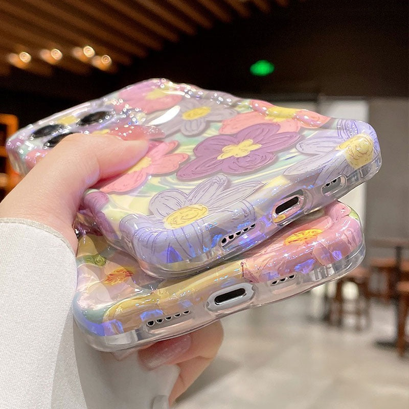 All-inclusive Drop-resistant Oil Painting Flower Soft Silicone Phone Case