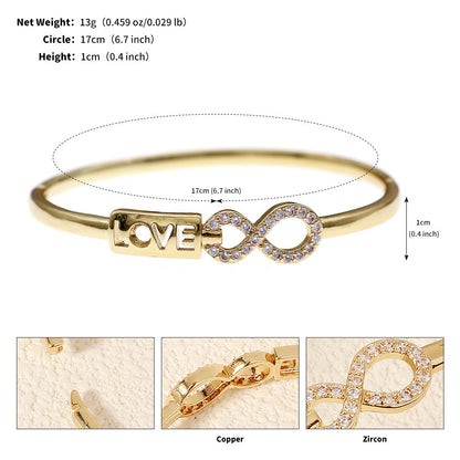 Light Luxury Zircon Fashion Open Cuff Bangle