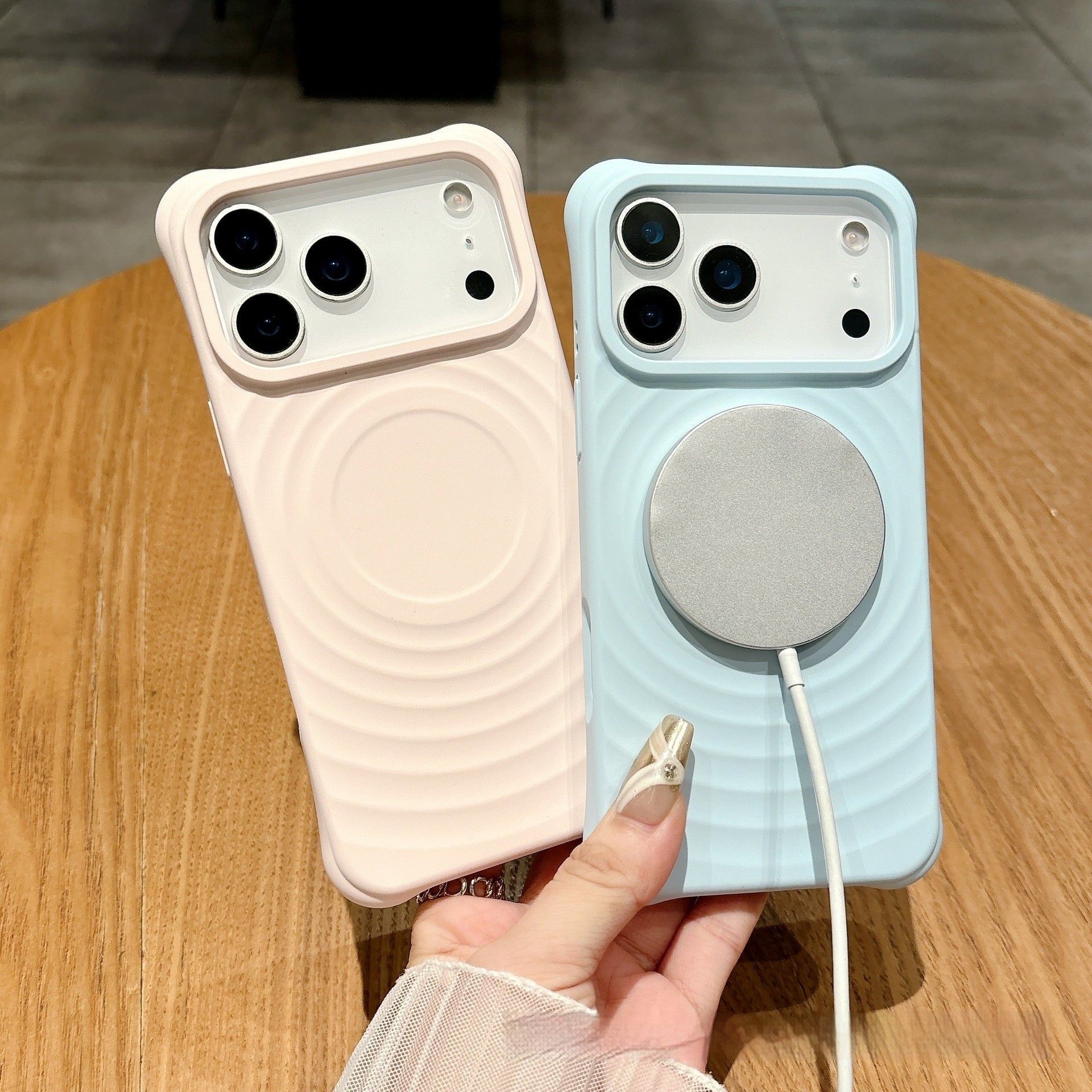 Wave Ripple Pattern Magnetic Suction Phone Case Liquid Silicone Simple