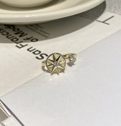 Rotating Mansard Ring  Ring Rotatable Double Resin Zircon Ring