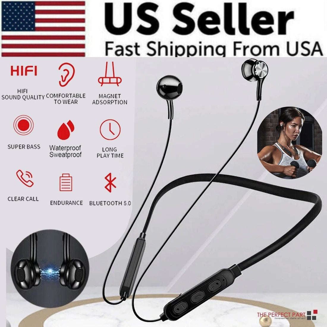 Waterproof Bluetooth 5.0 Earbuds Stereo Sport Wireless Headphones In Ear Headset