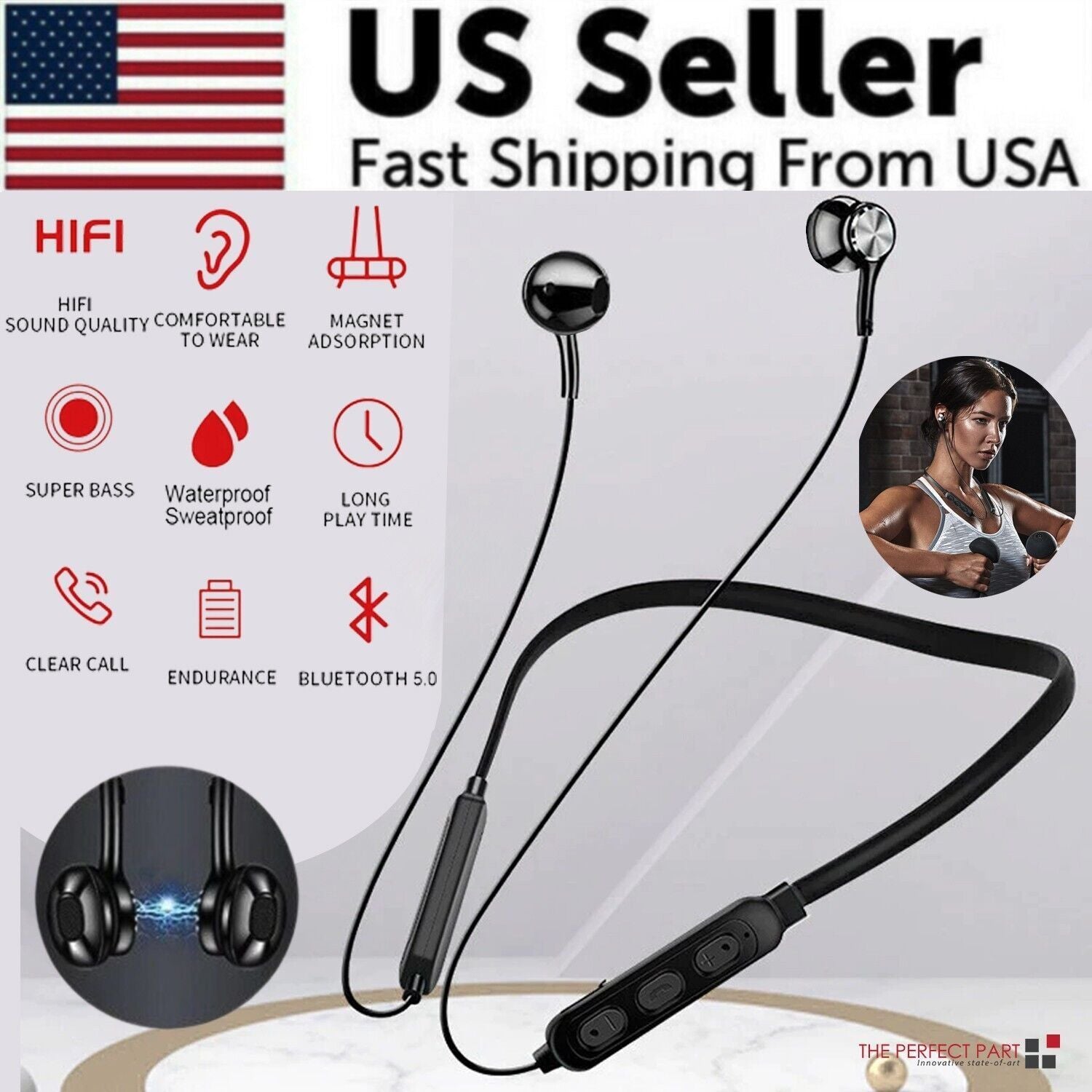 Waterproof Bluetooth 5.0 Earbuds Stereo Sport Wireless Headphones In Ear Headset