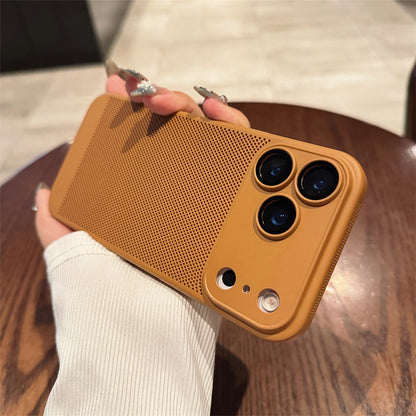 Suitable For 17Air Heat Dissipation Network Shell With Lens Protector Breathable Frosted Mobile Phone Case