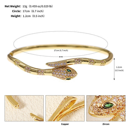 Light Luxury Zircon Fashion Open Cuff Bangle