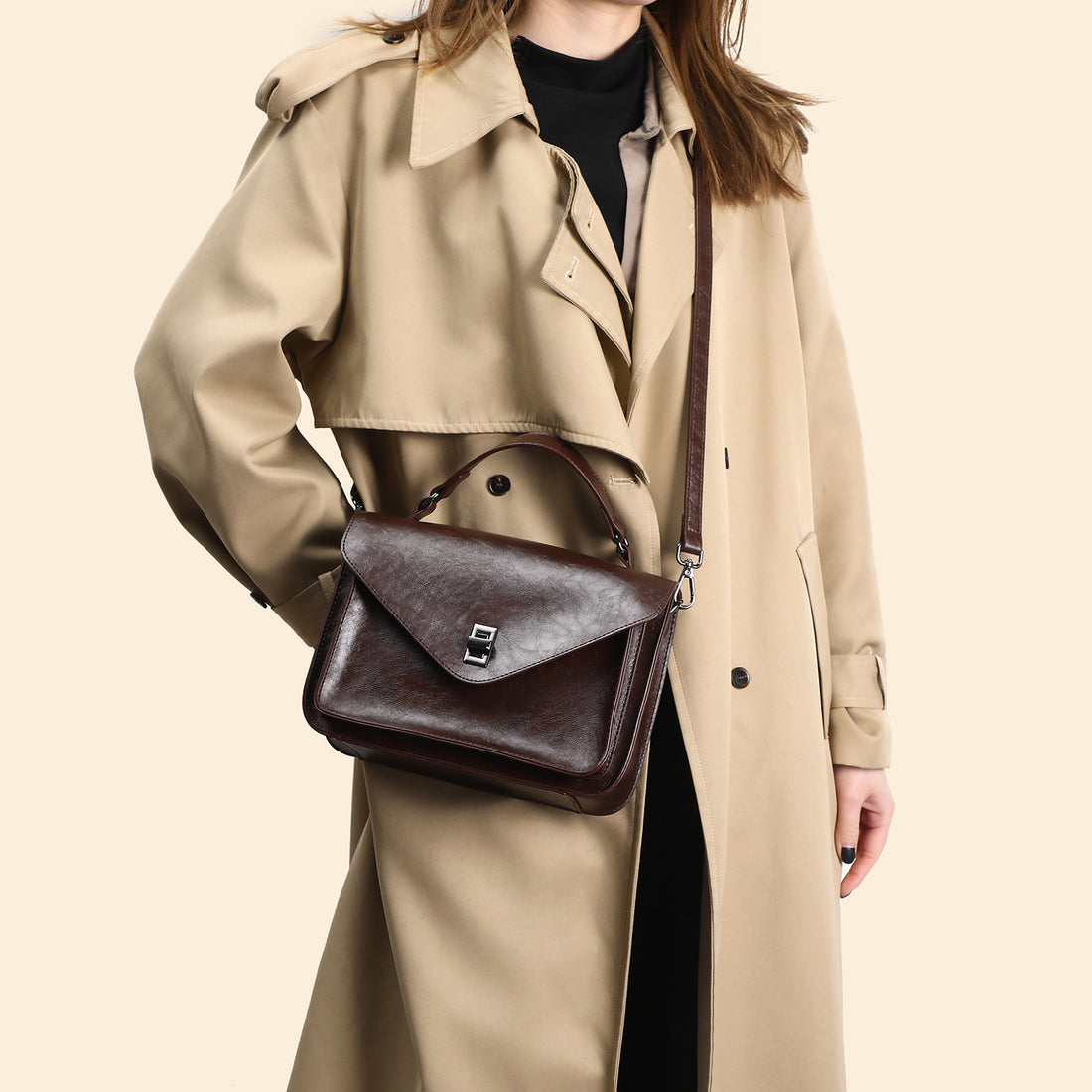 Oil-waxed Leather Vintage Elegant Womens