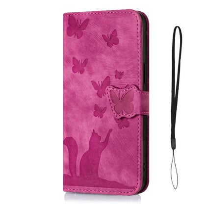 Butterfly Cat Embossed Phone Leather Case