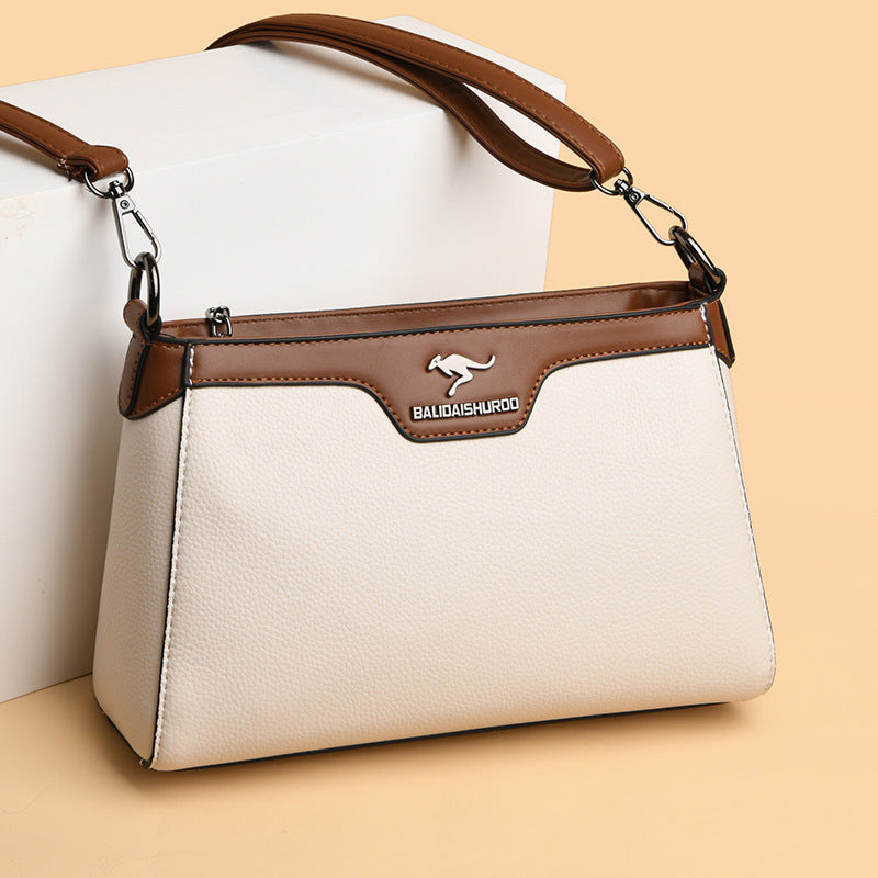 One Shoulder Soft Leather Small Square Stitching Women&
